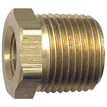 Hex Bushing, 1/2 NPT x 3/8 in FPT Thread, Malleable Iron