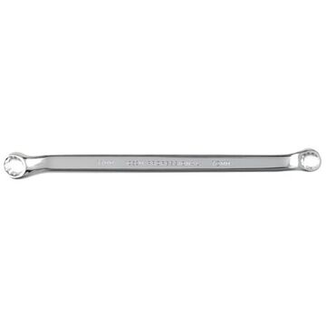 Offset Double Box Wrench, 10 x 11 mm, Double Box End, 12 Points, 7-31/32 in lg, 7.5 Deg