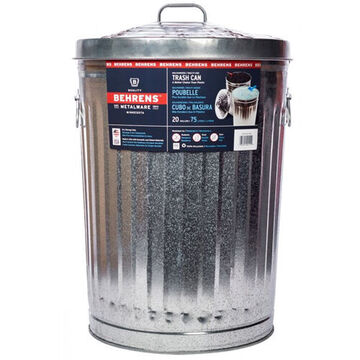 Garbage Can and Lid, 75 L Can, 30 Gauge Metal