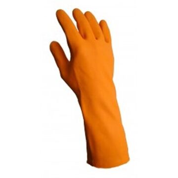 Heavy Duty Chemical Resistant Gloves, Rubber Palm, Orange