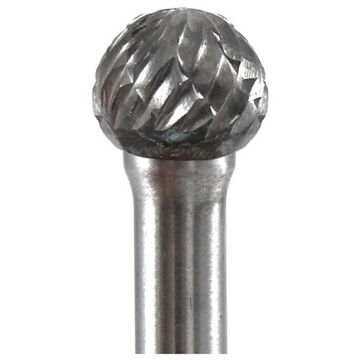 Grinding Carbide Burr, Round Ball, 3/8 in Burr dia, 5/16 in Burr lg, 2.3125 in lg, Double Cut