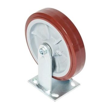 Rigid Caster, 900 lb, 8 in Wheel dia, 2 in Wheel wd, Polyurathane on Polyolefin Wheel