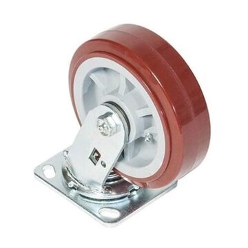 Swivel Caster, 900 lb, 6 in Wheel dia, 2 in Wheel wd, Polyurathane on Polyolefin Wheel