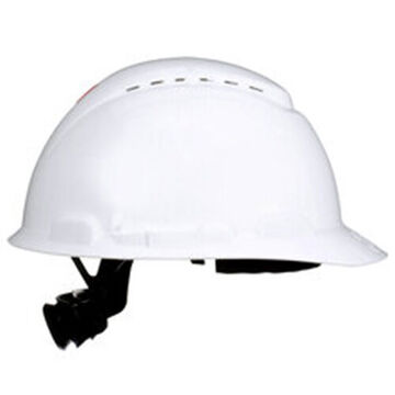 Vented Ratchet Cap Style Hard Hat, White, HDPE, 4 Point Ratchet, Class G, E, C