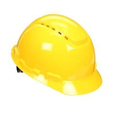 Casque de sécurité à cliquet ventilé, jaune, HDPE, cliquet à 4 points, classe G, E, C