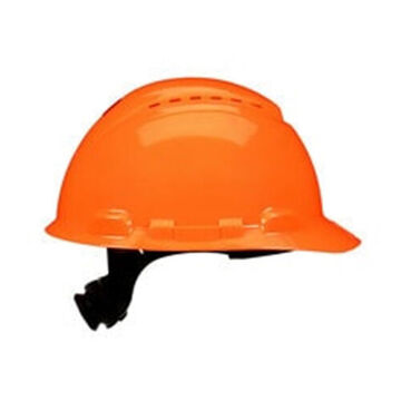 Casque de sécurité à cliquet ventilé, orange haute visibilité, HDPE, cliquet à 4 points, classe G, E, C