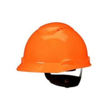 Casque de sécurité à cliquet ventilé, orange haute visibilité, HDPE, cliquet à 4 points, classe G, E, C