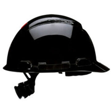 Vented Ratchet Cap Style Hard Hat, Black, HDPE, 4 Point Ratchet, Class G, E, C