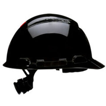 Casque de sécurité à cliquet ventilé, noir, HDPE, cliquet à 4 points, classe G, E, C