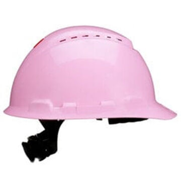 Casque de sécurité à cliquet ventilé, rose, PEHD, cliquet à 4 points, classe G, E, C