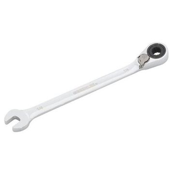 Compact Reversible Combination Wrench, 1/4 in, Ratcheting, 5-5/16 in lg, 15 deg