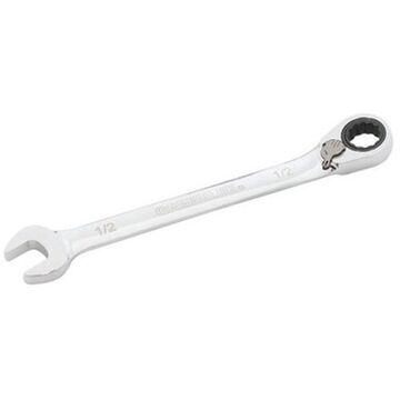 Compact Reversible Combination Wrench, 1/2 in, Ratcheting, 7 in lg, 15 deg