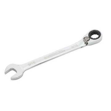 Compact Reversible Combination Wrench, 9/16 in, Ratcheting, 7-3/8 in lg, 15 deg