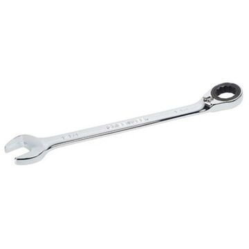Compact Reversible Combination Wrench, 1-1/4 in, Ratcheting, 16-1/2 in lg, 15 deg