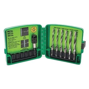Combination Drill and Tap Set, 6 Pieces, High Speed Steel, Bright (Uncoated)