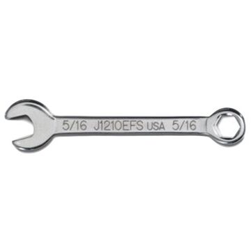 Open End Stubby Length Combination Wrench, 5/16 in, Non-Ratcheting, 6 Points, 3-7/16 in lg, 15 deg