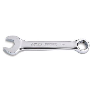 Metric Short Combination Wrench, 10 mm, Non-Ratcheting, 12 Points, 3-3/4 in lg, 15 deg