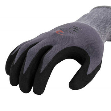 Gants pour temps froid, paume en nylon, gris, paume et doigts enduits