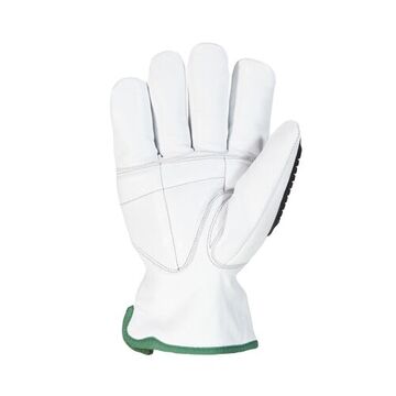 Vibration-dampening Driver Cold Weather Gloves, Goatskin Leather Palm, White