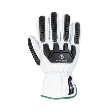Vibration-dampening Driver Cold Weather Gloves, Goatskin Leather Palm, White