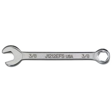 Open End Stubby Length Combination Wrench, 3/8 in, Non-Ratcheting, 6 Points, 4-19/64 in lg, 15 deg