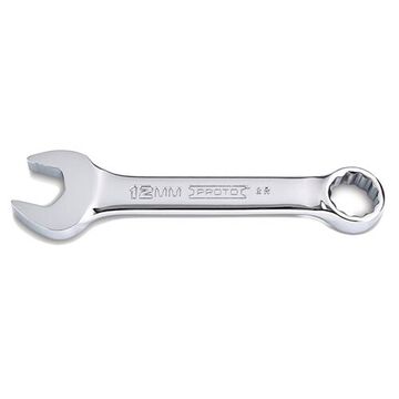 Metric Short Combination Wrench, 12 mm, 12 Points, 4-1/8 in lg, 15 deg