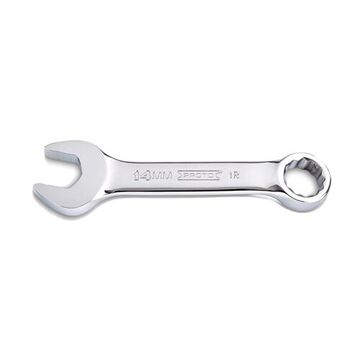 Metric Short Combination Wrench, 14 mm, Non-Ratcheting, 12 Points, 4-1/2 in lg, 15 deg