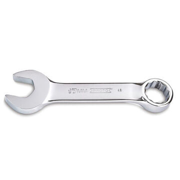 Metric Short Combination Wrench, 17 mm, Non-Ratcheting, 12 Points, 5-1/16 in lg, 15 deg