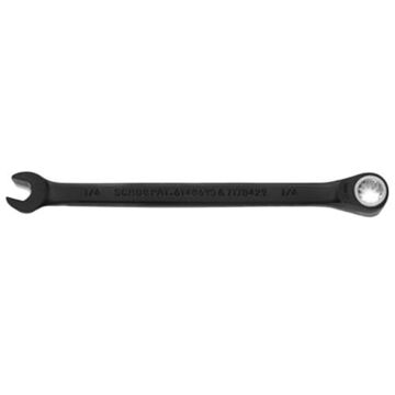 Non-Reversible Combination Wrench, 1/4 in, Ratcheting, 12 Points, 5 in lg, 15 deg