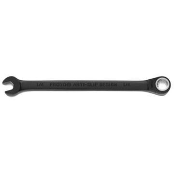 Non-Reversible Combination Wrench, 1/4 in, Ratcheting, 12 Points, 5 in lg, 15 deg