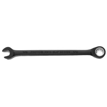 Non-Reversible Combination Wrench, 5/16 in, Ratcheting, 12 Points, 5-1/2 in lg, 15 deg