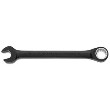 Non-Reversible Combination Wrench, 11/16 in, Ratcheting, 12 Points, 8-7/8 in lg, 15 deg