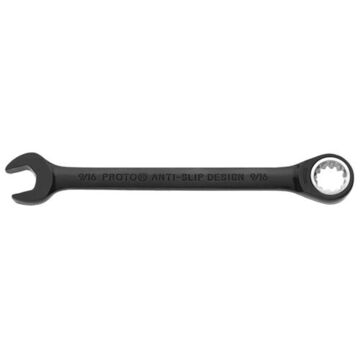 Non-Reversible Combination Wrench, 7/8 in, Ratcheting, 12 Points, 11-7/16 in lg, 15 deg