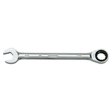 Non-Reversible Combination Wrench, 8 mm, Ratcheting, 12 Points, 5-1/2 in lg, 15 deg