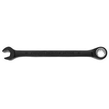 Non-Reversible Combination Wrench, 10 mm, Ratcheting, 12 Points, 6-1/4 in lg, 15 deg