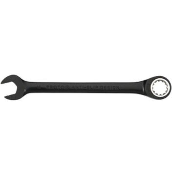 Non-Reversible Combination Wrench, 12 mm, Ratcheting, 12 Points, 6-3/4 in lg, 15 deg