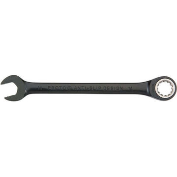 Non-Reversible Combination Wrench, 13 mm, Ratcheting, 12 Points, 7 in lg, 15 deg