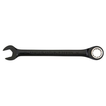 Non-Reversible Combination Wrench, 15 mm, Ratcheting, 12 Points, 7-7/8 in lg, 15 deg