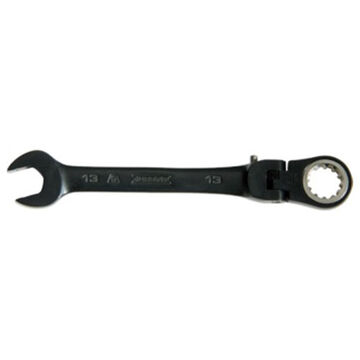 Locking Flex Head Spline Combination Wrench, 8 mm, Ratcheting, 12 Points, 5 in lg, 15 deg