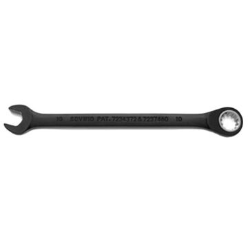 Reversible, Spline Combination Wrench, 10 mm, Ratcheting, 12 Points, 6-1/4 in lg, 15 deg