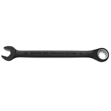 Reversible, Spline Combination Wrench, 12 mm, Ratcheting, 12 Points, 6-3/4 in lg, 15 deg