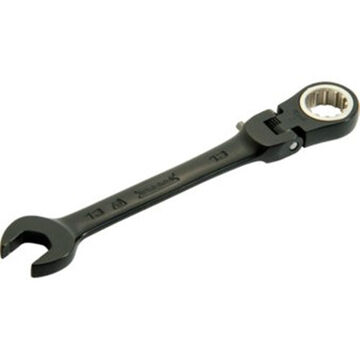 Locking Flex Head Spline Combination Wrench, 15 mm, Ratcheting, 12 Points, 6-3/4 in lg, 15 deg