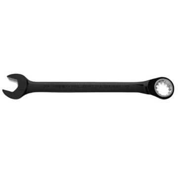 Reversible, Spline Combination Wrench, 22 mm, Ratcheting, 12 Points, 11-1/2 in lg, 15 deg