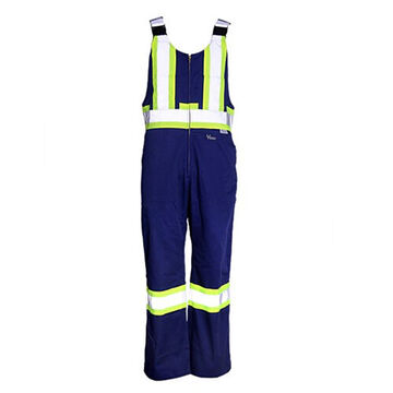 High Visibility, Safety Coverall, 3XL, Navy Blue, Poly/Cotton, 52 to 54 in Chest, 33-1/2 in Inseam lg