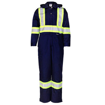 Insulated Coverall, 2XL, Navy Blue, Poly/Cotton