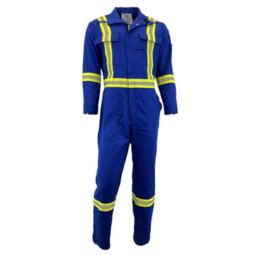Men's Hrc2 Flame And Arc Flash Resistant Coverall, Royal Blue, Cotton/nylon