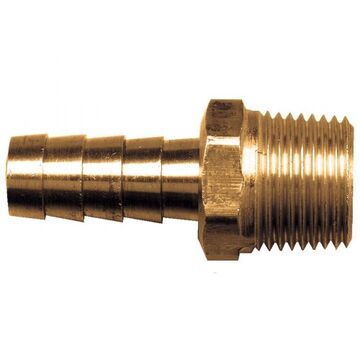 Coupler, Hose Barb x Male, 3/4 x 1/2 in Nominal, Brass