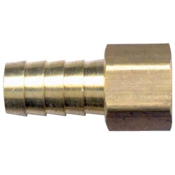 Coupler, Hose Barb x Female, 1/8 x 1/8 in Nominal, Brass