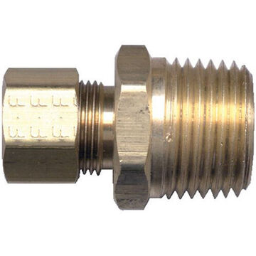 Pipe Connector, Compression, 1/8 male Nominal, Brass