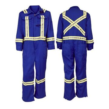 Delux Coverall, No. 36, Royal Blue, 88% Cotton, 12% UltraSoft High Tenacity Nylon, 35-1/2 in Chest, 32 in Inseam lg